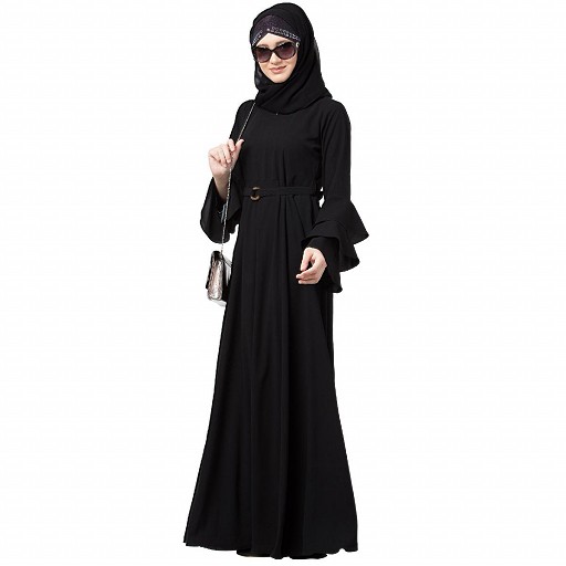 Umbrella abaya with bell sleeves- Black